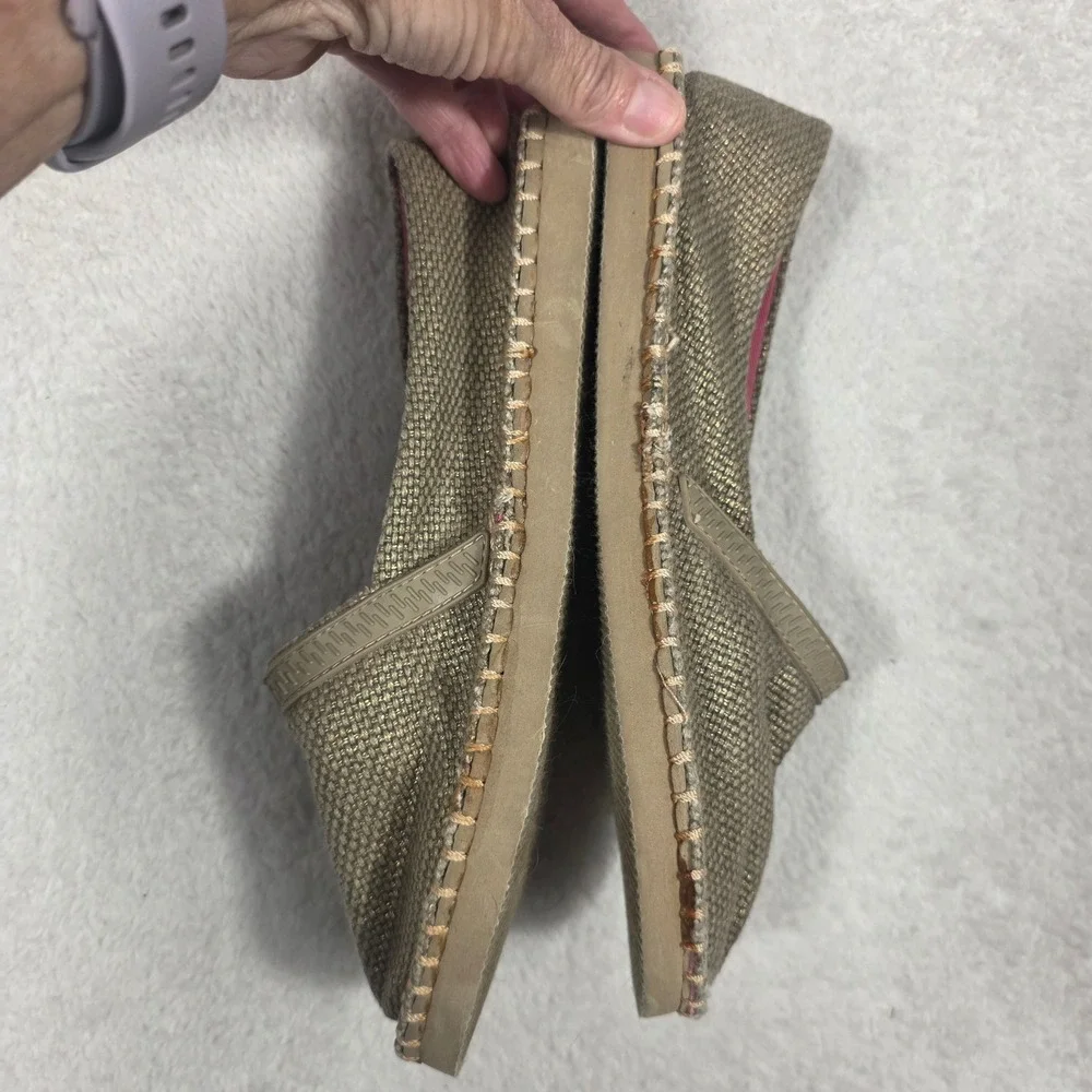 Dirty Laundry Hazen Espadrille‎ Women 7 Gold Metallic Slip On Woven Boho Flat